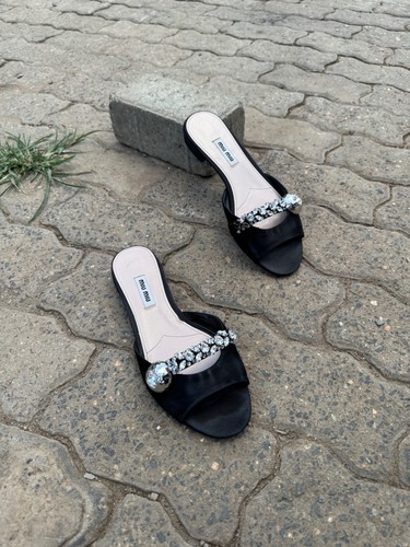 Miu black satin crystal - miu,